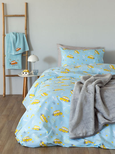 Palamaiki Sheet Set Single with Elastic Band Cotton My Kingdom Blue-yellow 100x200cm 3pcs
