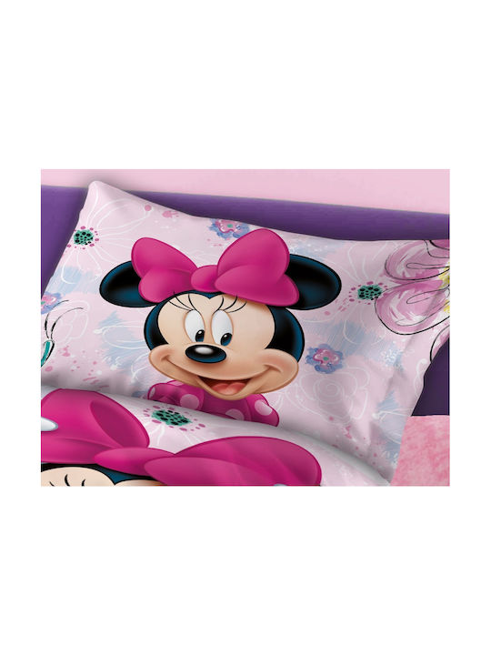 Dimcol Σετ Σεντόνια Μονά Βαμβακερά Minnie 852 Pink 160x240cm 2τμχ