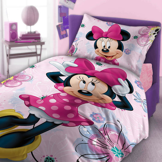 Dimcol Sheet Set Single Cotton Minnie 852 Pink 160x240cm 2pcs