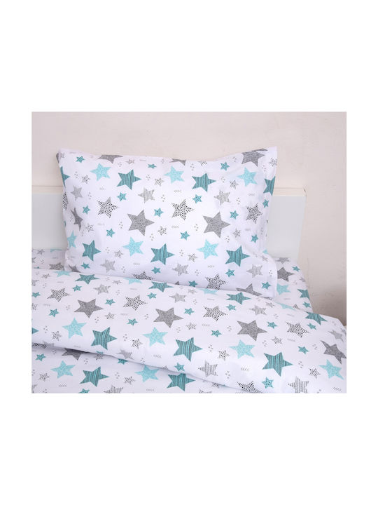 Viopros Semi Double Sheet Set with Elastic Band Cotton Seirios White 120x200cm 3 Pieces