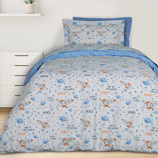 Das Home Sheet Set Single Cotton Blue, Grey, Orange 170x240cm 3pcs