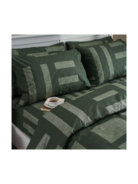 Charalambidis Textiles Sheet Single from Cotton & Polyester Green 160x260cm