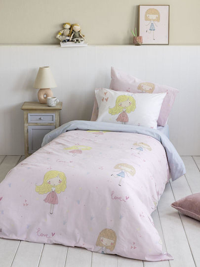 Nima Single Set with Elastic Band Lovely Pink 100x200cm