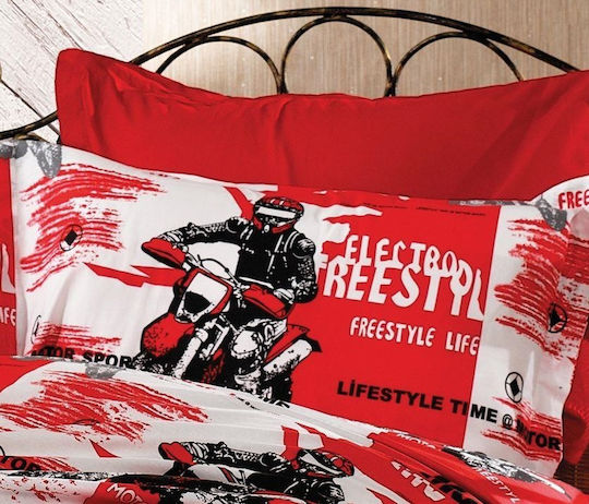 Dimcol Kinderbettlaken Set Einzeln Rot 160x240cm