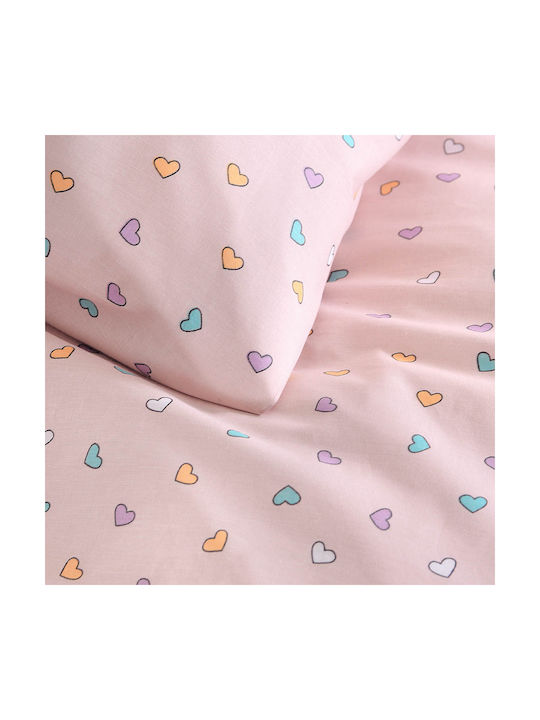 Rythmos Set Semi Dublu Cu Elastic Tiny Heart Symbol Somon 160x260cm Rythmos Set Semi Dublu Cu Elastic Tiny Heart Symbol Somon 160x260cm