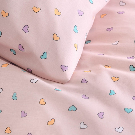 Rythmos Semi Double Set with Elastic Band Tiny Heart Symbol Salmon 160x260cm Rythmos Semi Double Set with Elastic Band Tiny Heart Symbol Salmon 160x260cm