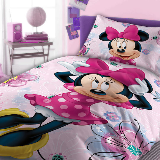 Dimcol Комплект чаршафи Единично Памучни Home Minnie 853 Розов 160x240см 3бр