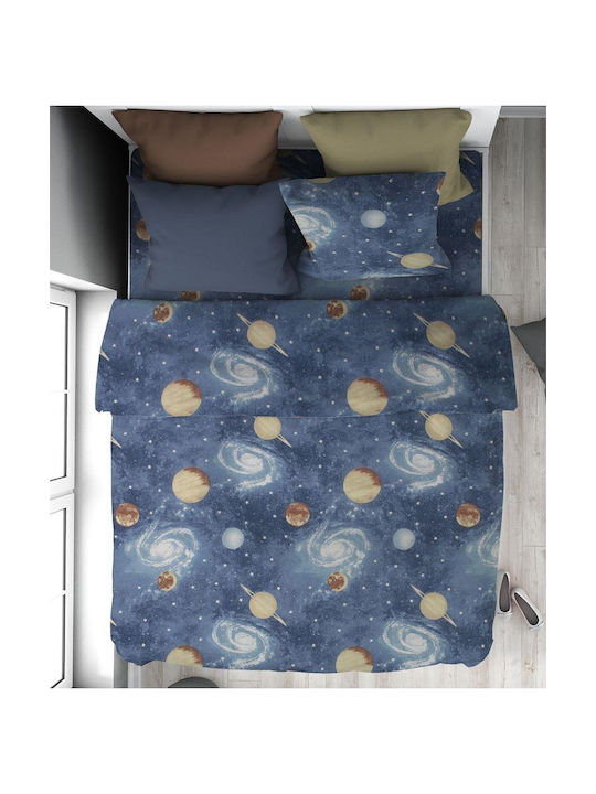 Dimcol Sheet Set Single Cotton Blue 160x240cm 2pcs