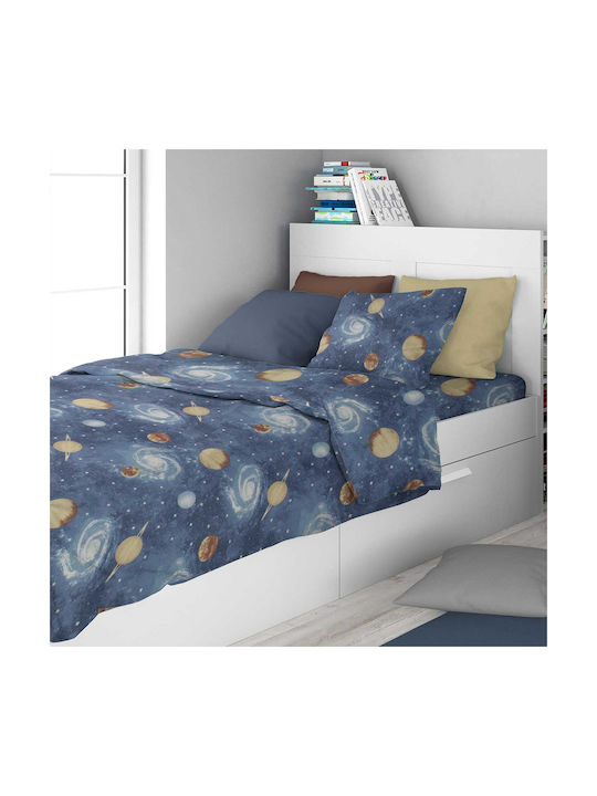 Dimcol Kinderbettlaken Set Einzeln Blau 160x240cm