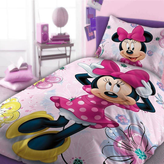 Dimcol Комплект чаршафи Единично Памучни Minnie 854 Розов 160x240см 4бр