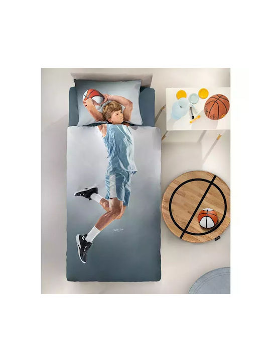 Saint Clair Σετ Σεντόνια Μονά Βαμβακερά Hoop Μπλε 170x250cm 2τμχ
