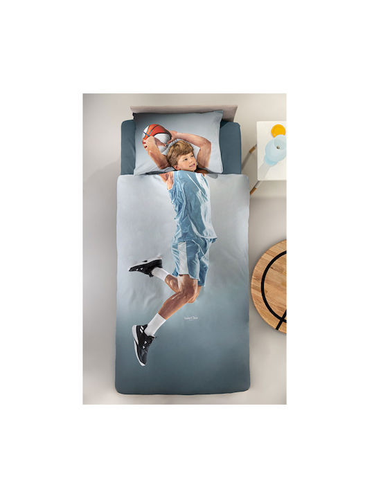 Saint Clair Σετ Σεντόνια Μονά Βαμβακερά Hoop Μπλε 170x250cm 2τμχ