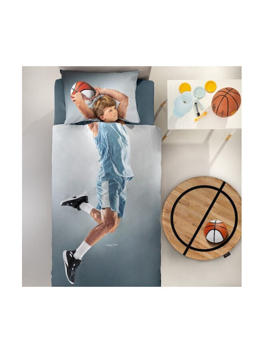 Saint Clair Σετ Σεντόνια Μονά Βαμβακερά Hoop Μπλε 170x250cm 2τμχ