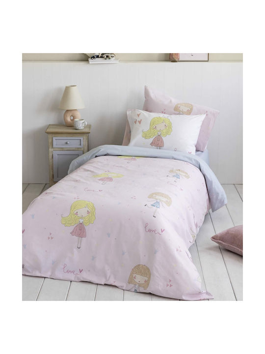 Nima Bettwäsche-Set Einzel Baumwolle Lovely Rosa 170x255cm 2Stück
