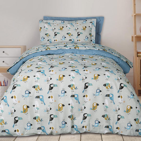 Das Home Bettwäsche-Set Einzel Baumwolle 4914 Blue, Grey, Mint 170x240cm 3Stück