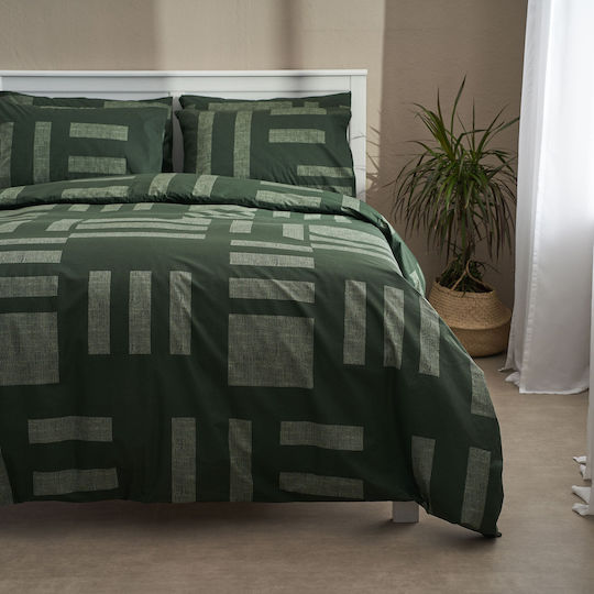 Charalambidis Textiles Sheet Single with Elastic Band from Cotton & Polyester Green 90x200cm