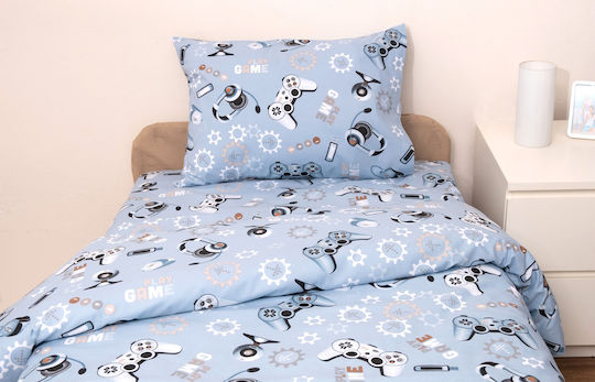 Viopros Sheet Set Single Cotton Blue 160x260cm 3pcs