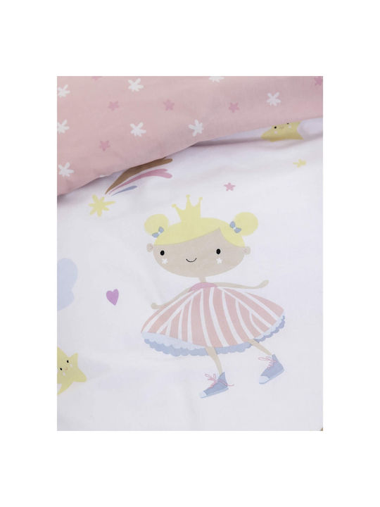 Nima Kinderbettlaken Set Mit Gummizug Alice Rosa Weiß 170x255cm