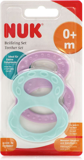 Nuk Teething Ring made of Plastic for 0 m+ Sky Blue-Purple 2pcs