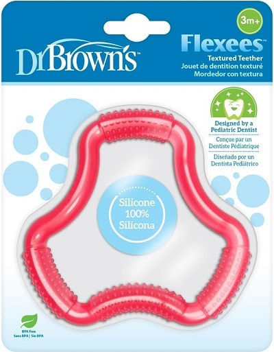 Dr. Brown's Flexees Teething Ring made of Silicone for 3 m+ Red
