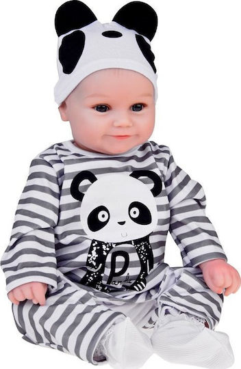 Lovely Soft Boy Doll 45cm Lifelike Dressed In Panda Overalls Za5358