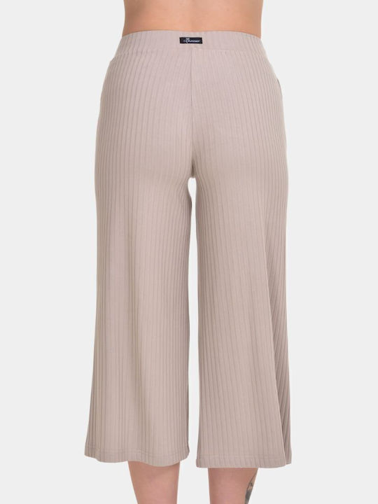 Damen Stoff Capri Hose Beige