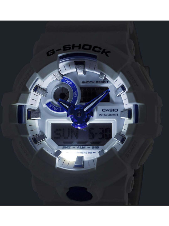 Casio G-shock Analog/Digital Men's Watch Chronograph Battery with White Rubber Strap