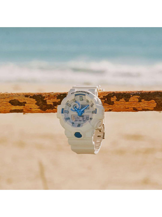 Casio G-shock Analog/Digital Men's Watch Chronograph Battery with White Rubber Strap