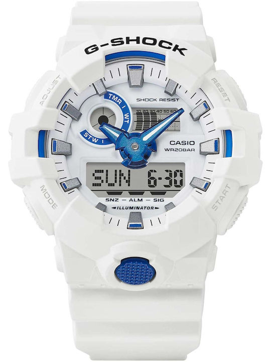 Casio G-shock Analog/Digital Men's Watch Chronograph Battery with White Rubber Strap