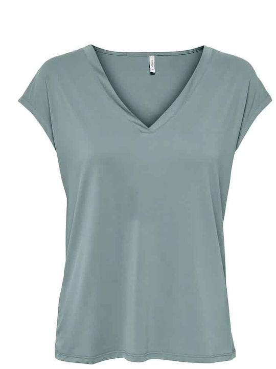 Women's Blouse Sleeveless with V Neckline Turquoise, Light Blue