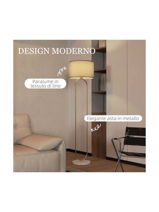 HomCom Floor Lamp H150xW40cm. with Socket for Bulb E27 Gold