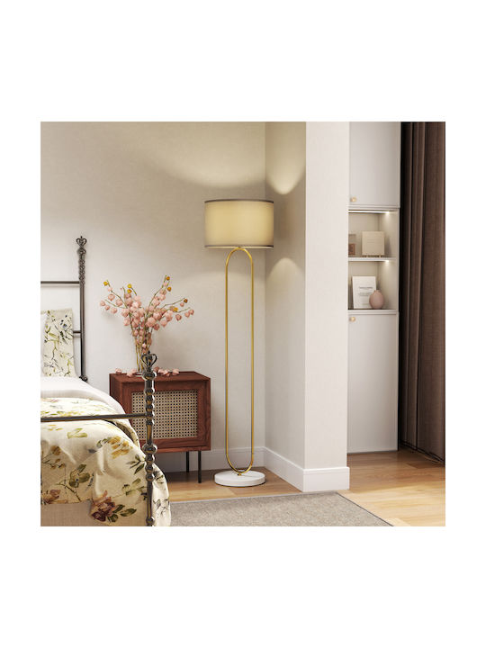 HomCom Floor Lamp H150xW40cm. with Socket for Bulb E27 Gold