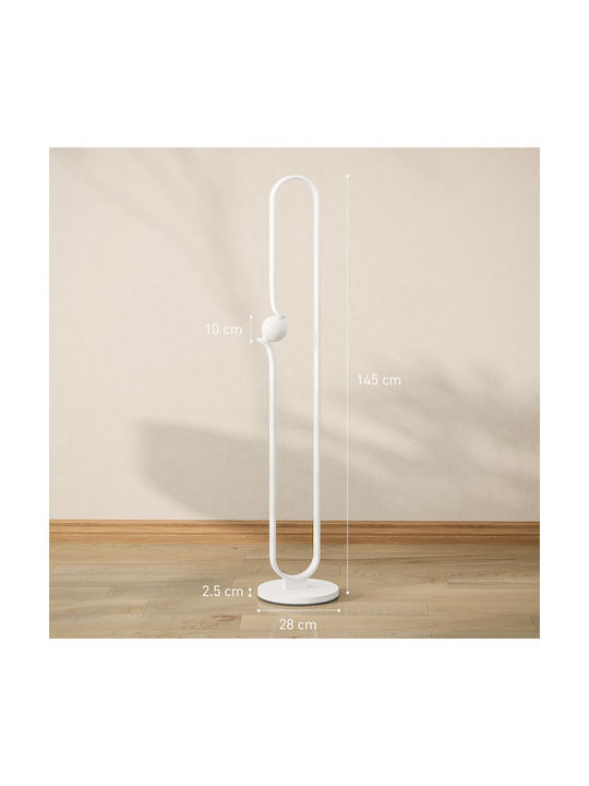 HomCom LED Φωτιστικό Δαπέδου Υ145xΜ28εκ. με Φυσικό Λευκό Φως Λευκό