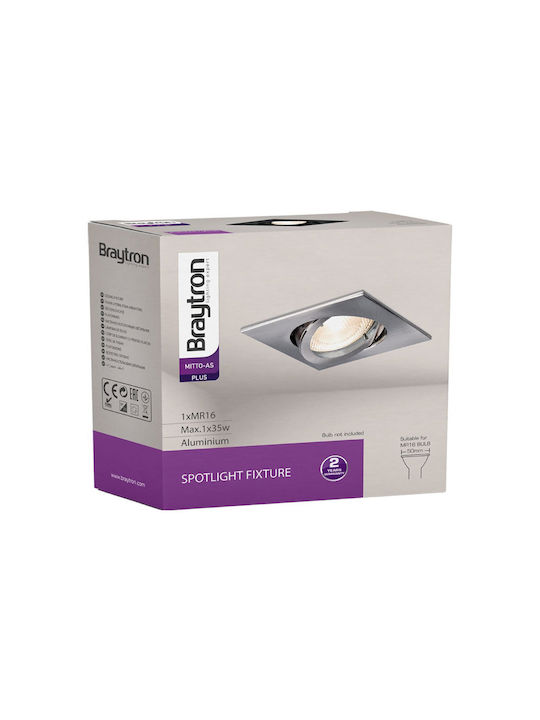 Braytron Recessed Spot Silver 8.2x8.2cm. 1pcs