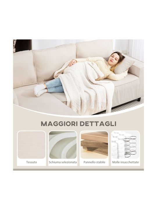 Ecksofa mit Rechteckecke Samt Weiß Creme 241x153x83cm