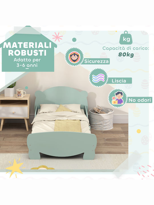 Pat pentru Copii Single Verde pentru Saltea 80x143.5cm