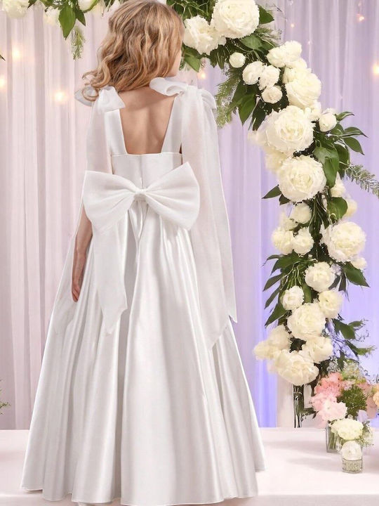 Kinderkleid Ärmellos Satin White