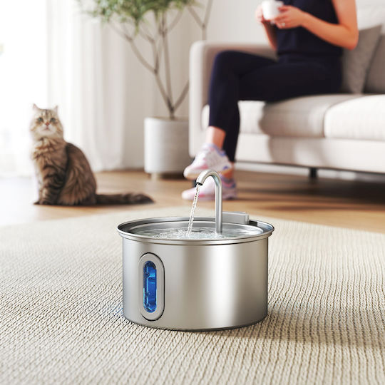 Pawhut Stainless Steel Water Fountain for Dog & Cat 2.5lt 19.4x19.4x18.7cm
