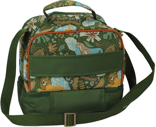 Gim Animals Simba School Insulated Shoulder Lunch Bag 4.5lt Green 20 x 15 x 21cm