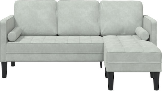Ecksofa Hellgrau mit Dekokissen 173x131x67cm