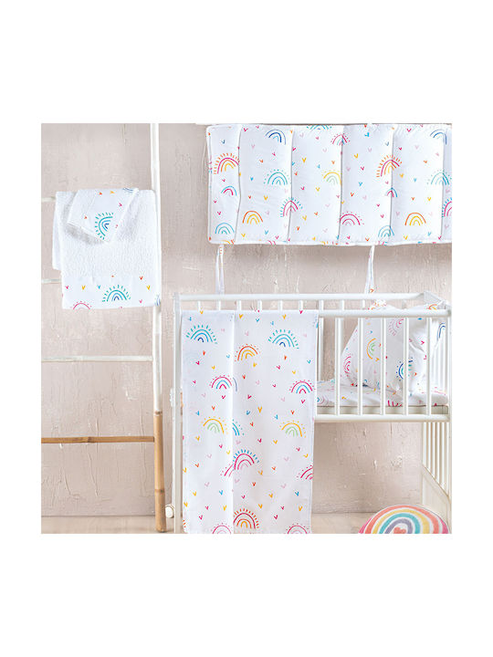 Rythmos Rainbow Multi Baby Sheet Cradle Cotton White 80x110cm