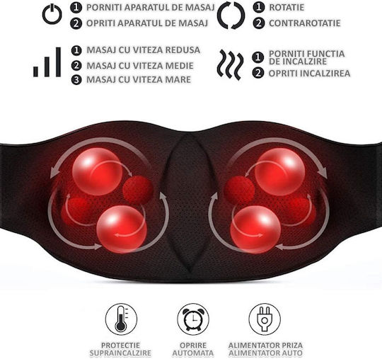 Massage Device Shiatsu for the Neck with Infrared Heat Black