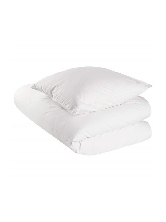 Kotonia Home Husă de pătură Set de fețe de pernă cu Umplutură Microfiber Single 140x200cm Alb 2buc 150 g/mp²Gsm
