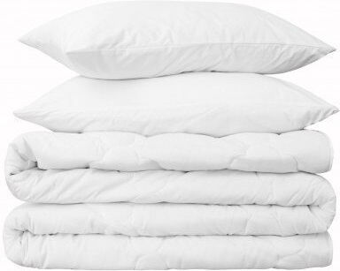 Kotonia Home Set Pilotă Dublu cu Umplutură Microfiber 200x220cm Alb 3buc 150 g/mp²Gsm