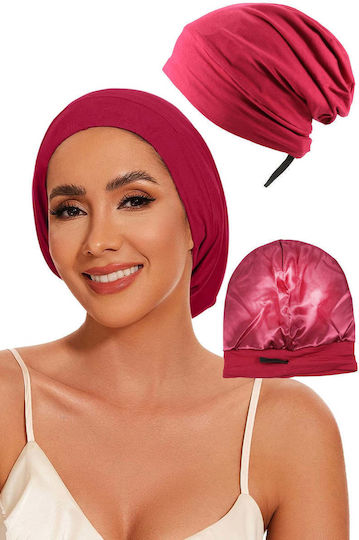 Bordeaux Red Satin Lined Sleep Cap Hair Protection