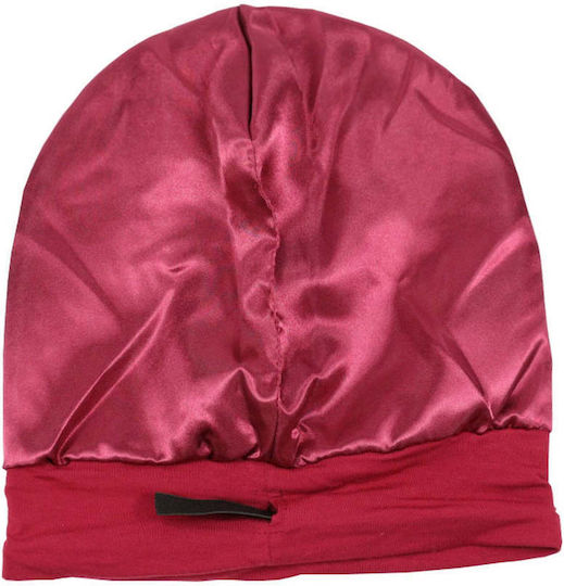 Bordeaux Red Satin Lined Sleep Cap Hair Protection