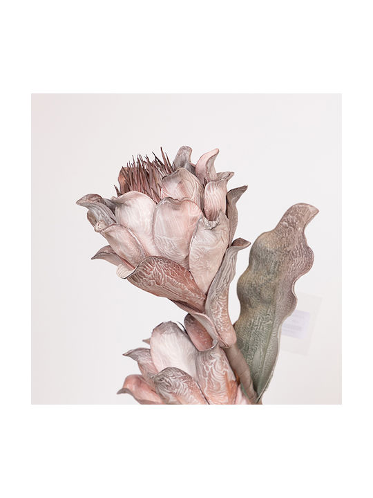 Flower Branch Foam Protea Beige-Red 26x100cm Pack of 2 Pieces