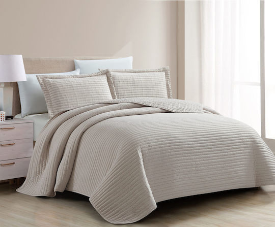 Liolios Home Покривало Кингсайз Бежов 220x240см