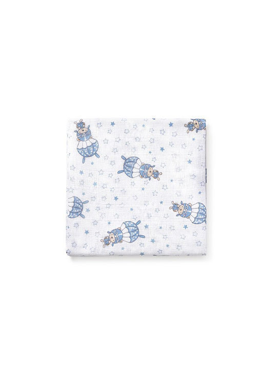 Interbaby Muslin Swaddle Wraps Blue 80x80cm. 3pcs