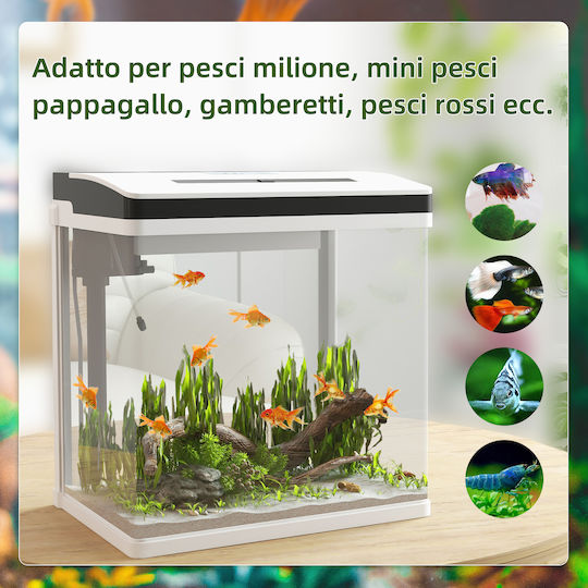 Pawhut Fish Aquarium Capacity 28lt with Lighting, Filter and 38x26x38cm Light Blue